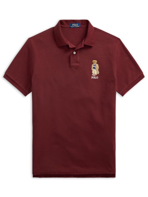 Polo Masculina Manga Curta Seasonal Bear - Vermelho