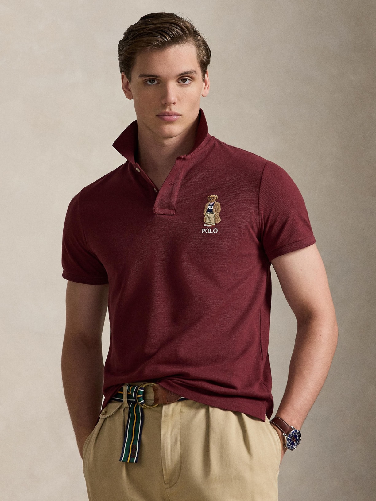 Polo Masculina Manga Curta Seasonal Bear Vermelho Polo Ralph Lauren
