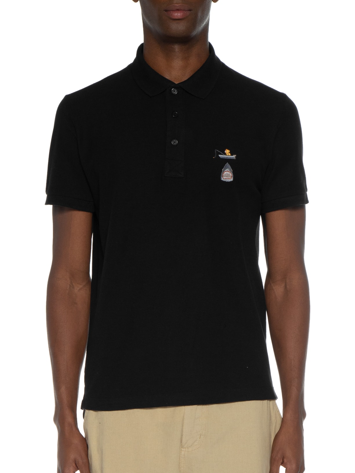 Polo Masculina Manga Curta Shar Bordado Preto Sergio K