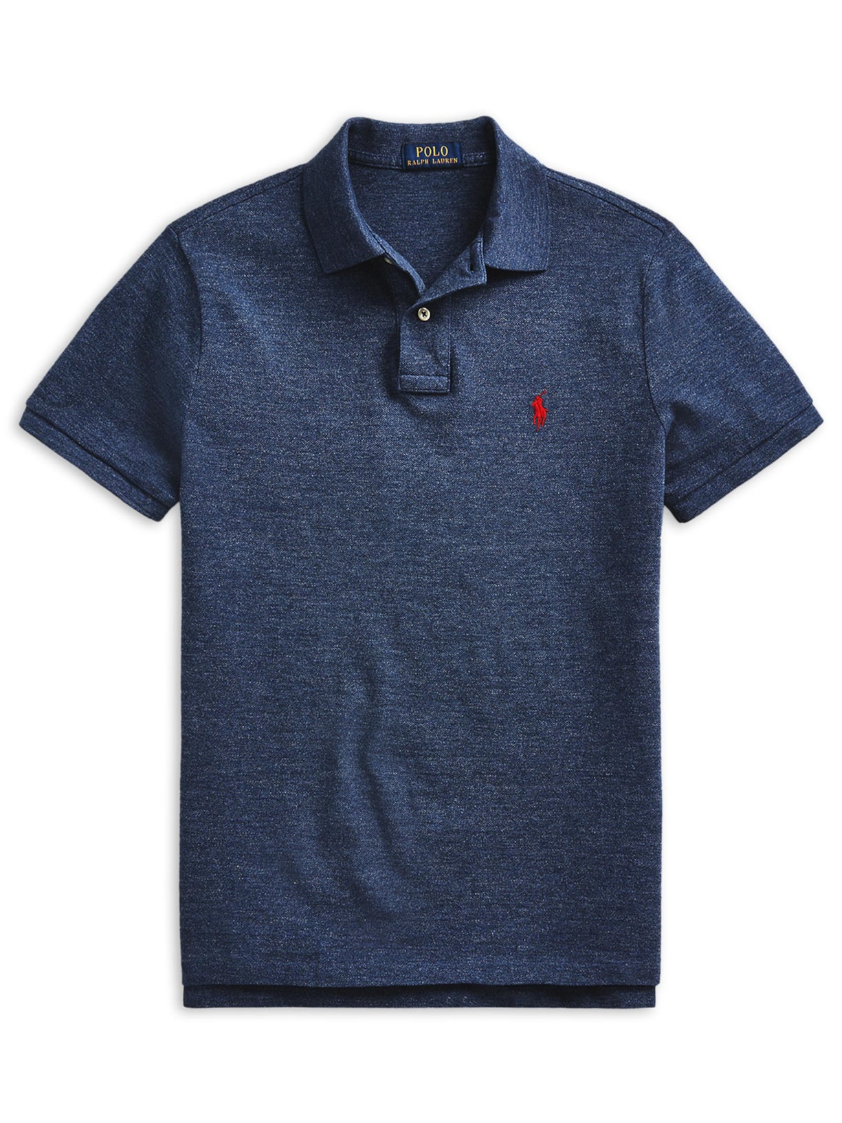 Polo Masculina Manga Curta Slim Fit Logo Bordado Azul Polo Ralph Lauren
