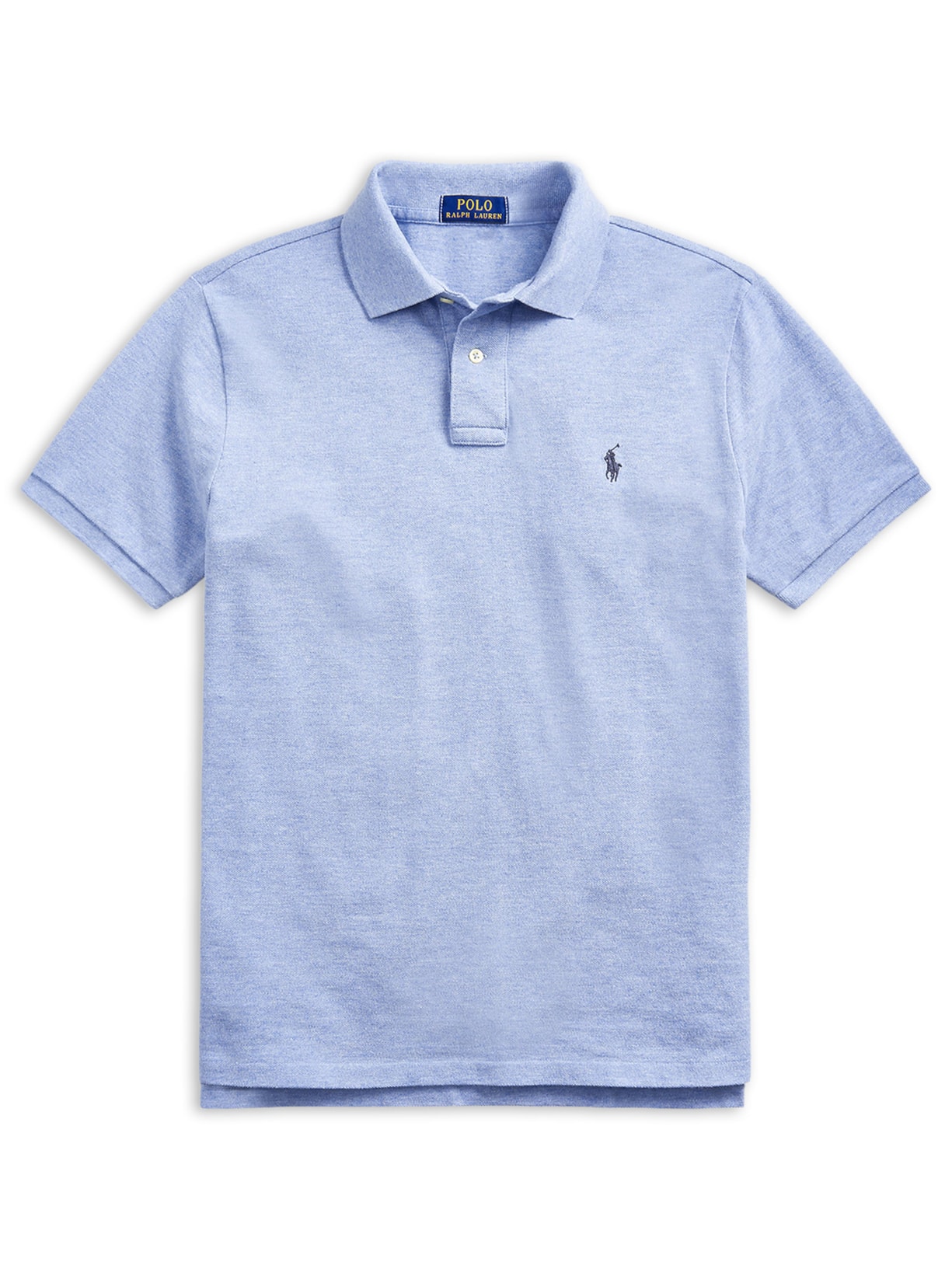 Polo Masculina Manga Curta Slim Fit Logo Bordado - Azul