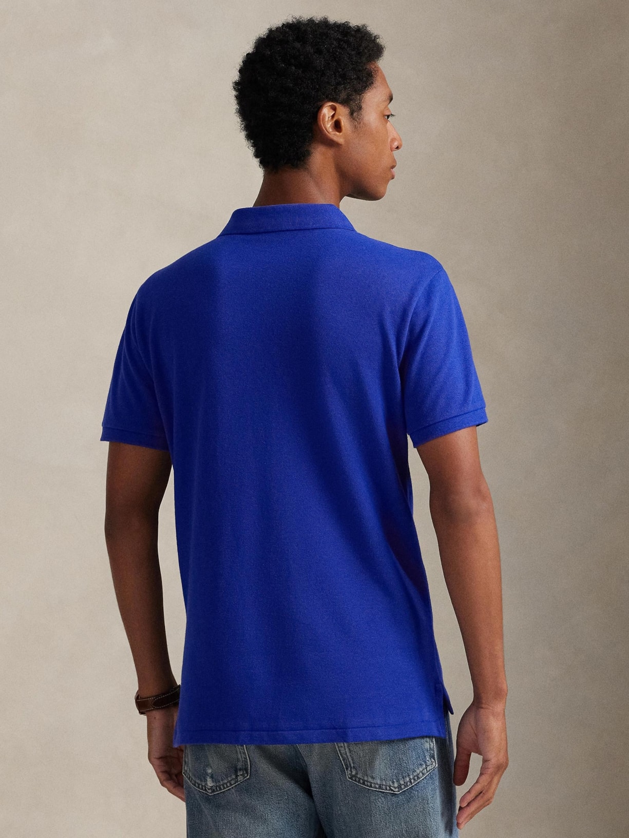 Polo Masculina Manga Curta Slim Fit Logo Bordado Azul Polo Ralph Lauren