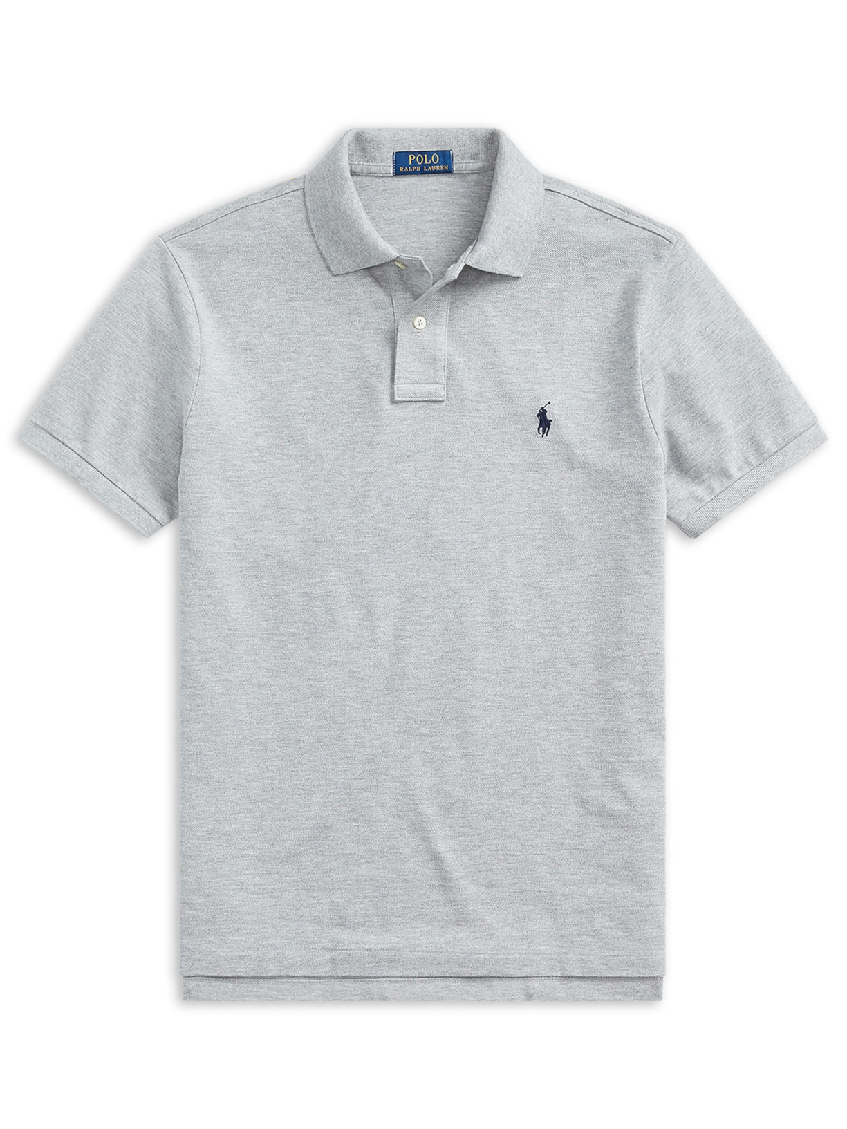 Polo Masculina Manga Curta Slim Fit Logo Bordado - Cinza