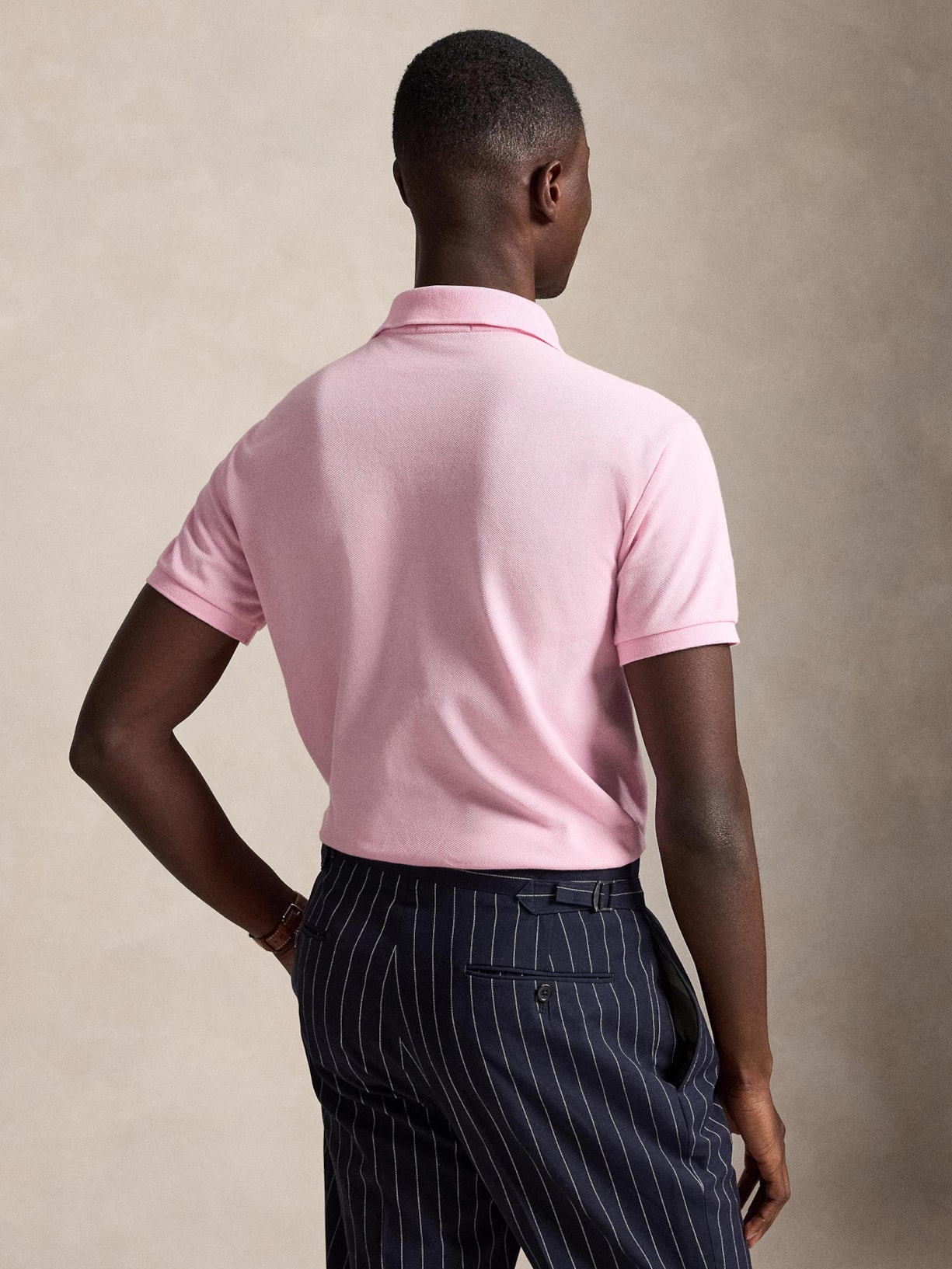Polo Masculina Manga Curta Slim Fit Logo Bordado Rosa Polo Ralph Lauren