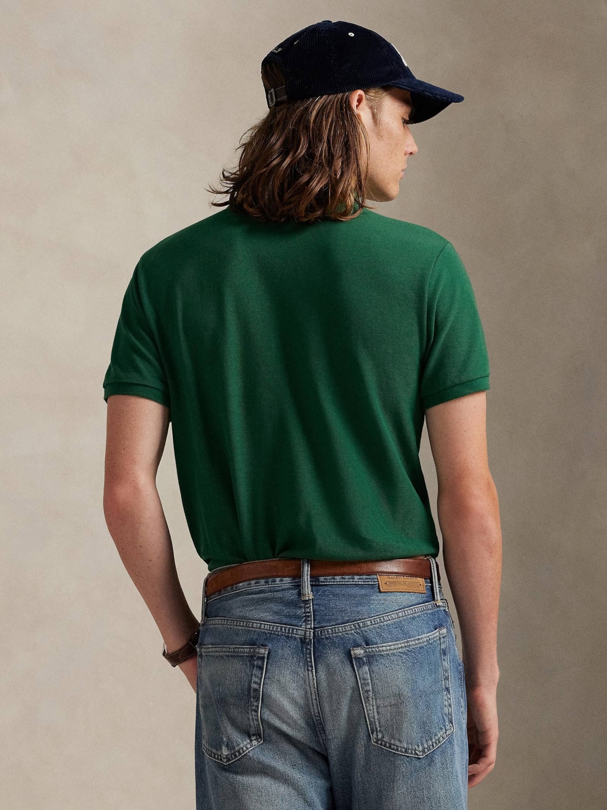 Polo Masculina Manga Curta Slim Fit Logo Bordado Verde Polo Ralph Lauren