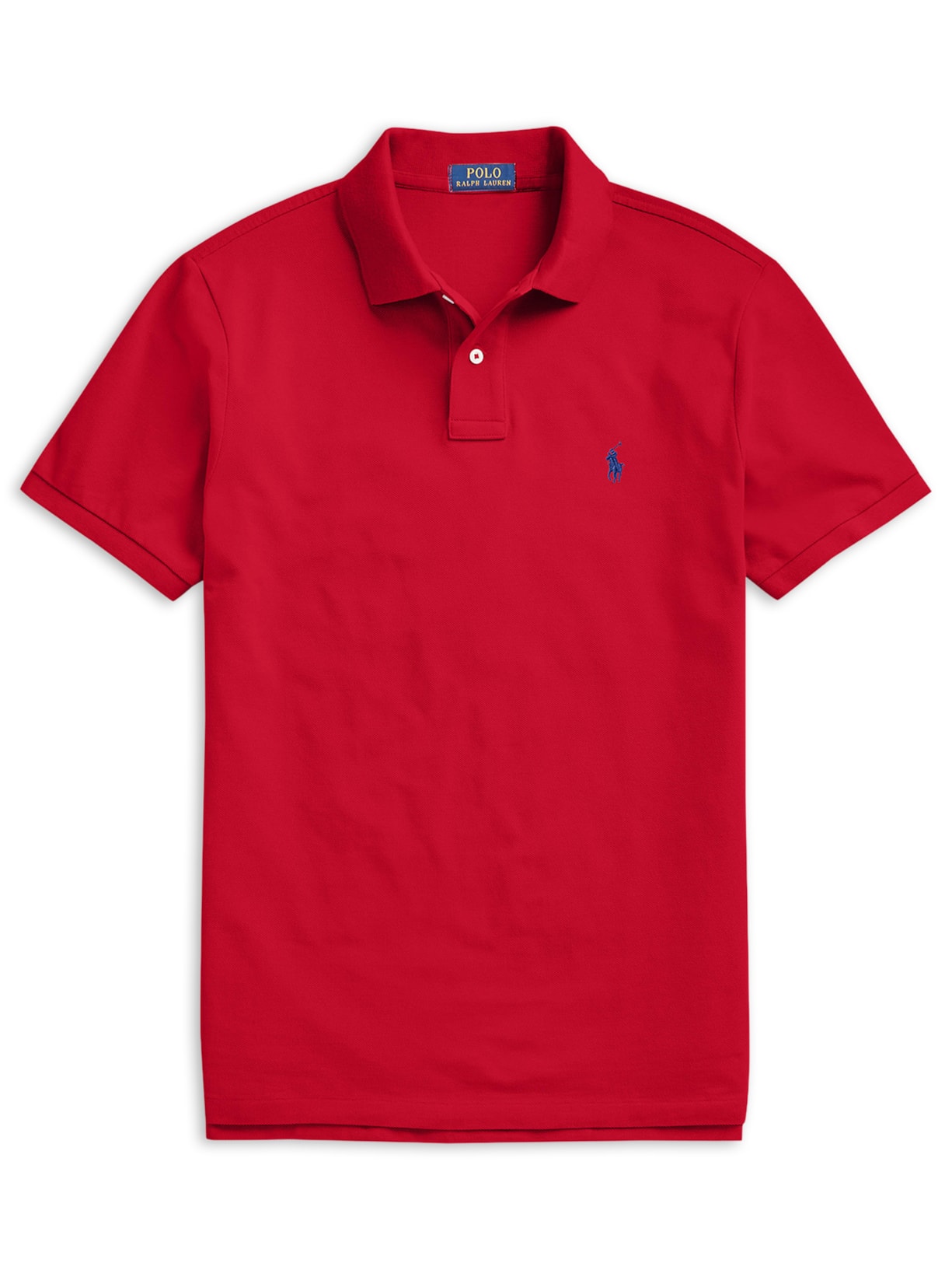 Polo Masculina Manga Curta Slim Fit Logo Bordado - Vermelho