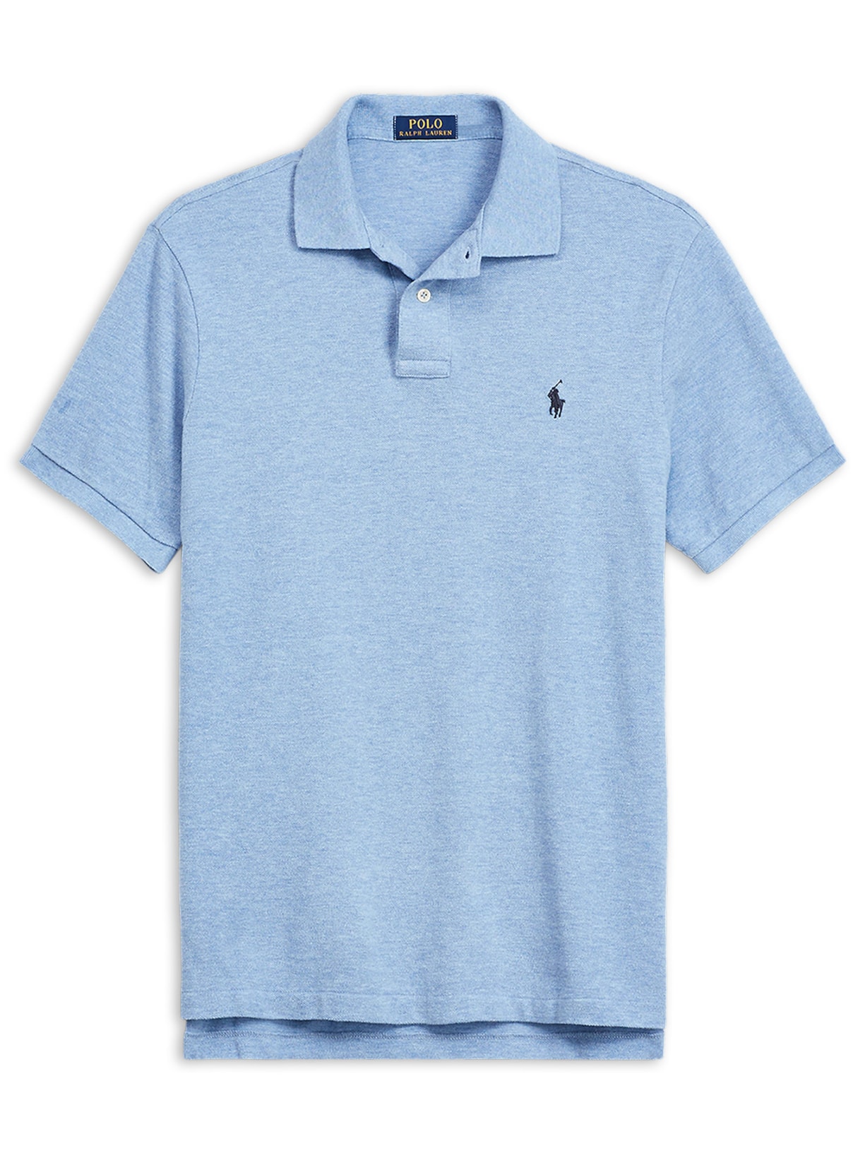 Polo Masculina Manga Curta Slim Fit Mesh Logo Bordado - Azul
