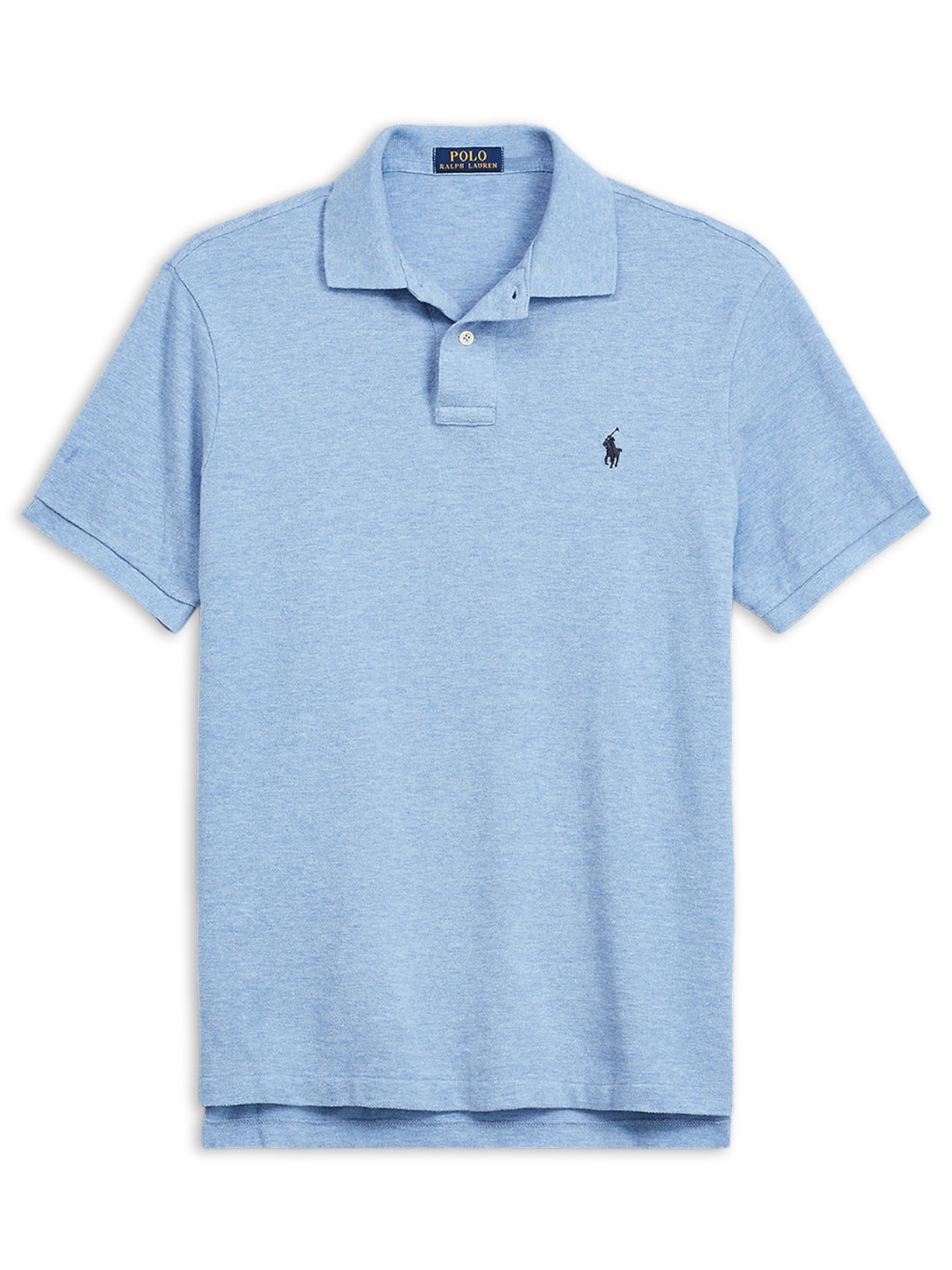 Polo Masculina Manga Curta Slim Fit Mesh Logo Bordado Azul Polo Ralph Lauren