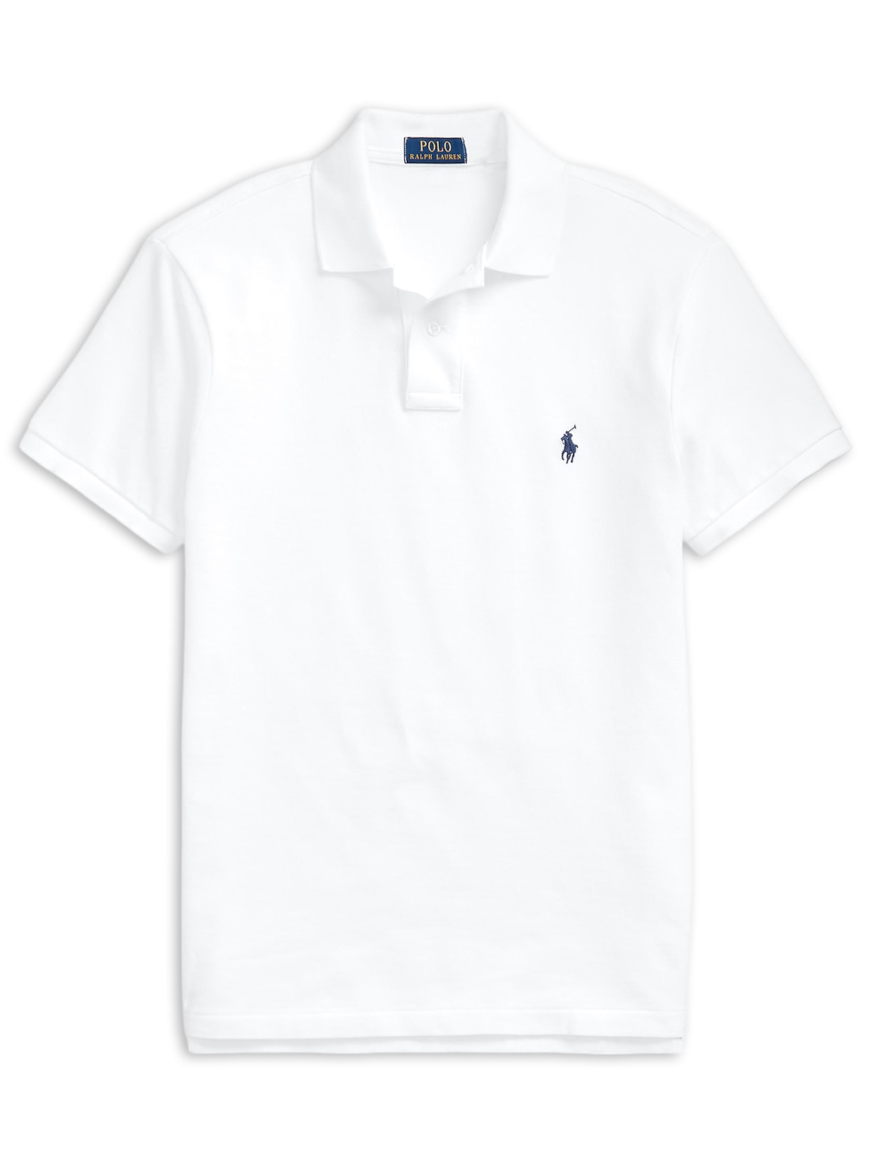Polo Masculina Manga Curta Slim Fit Mesh Logo Bordado - Branco