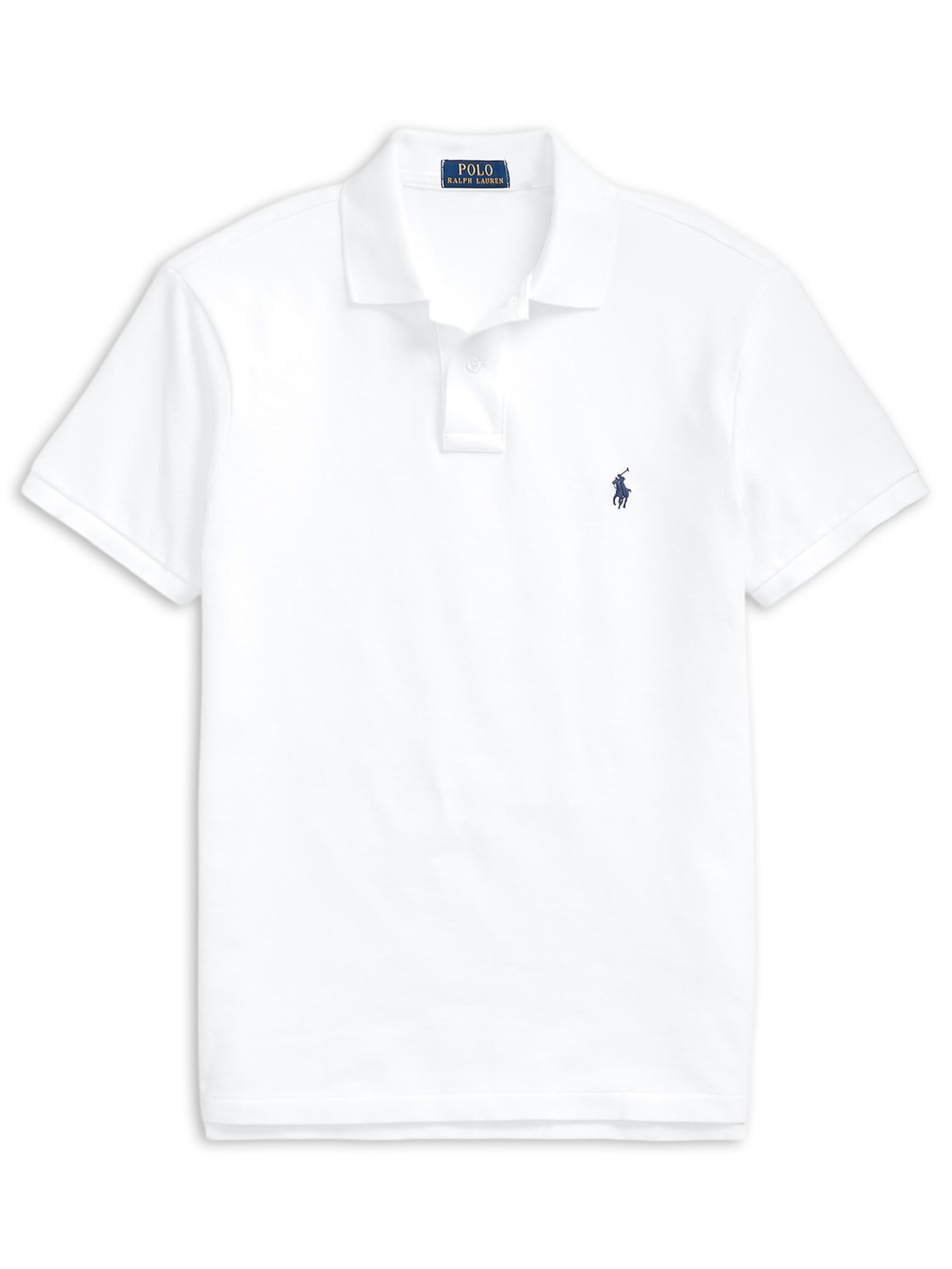 Polo Masculina Manga Curta Slim Fit Mesh Logo Bordado Branco Polo Ralph Lauren