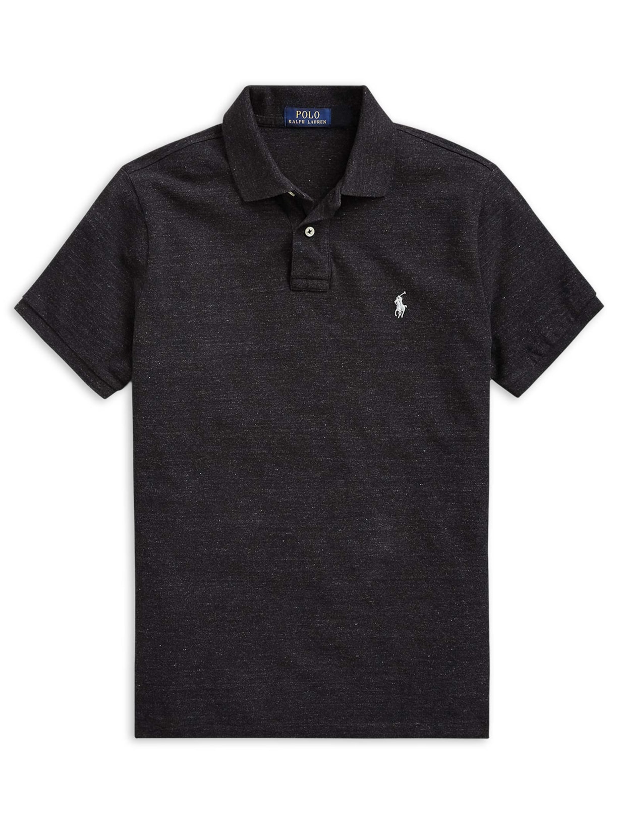 Polo Masculina Manga Curta Slim Fit Mesh Logo Bordado Preto Polo Ralph Lauren