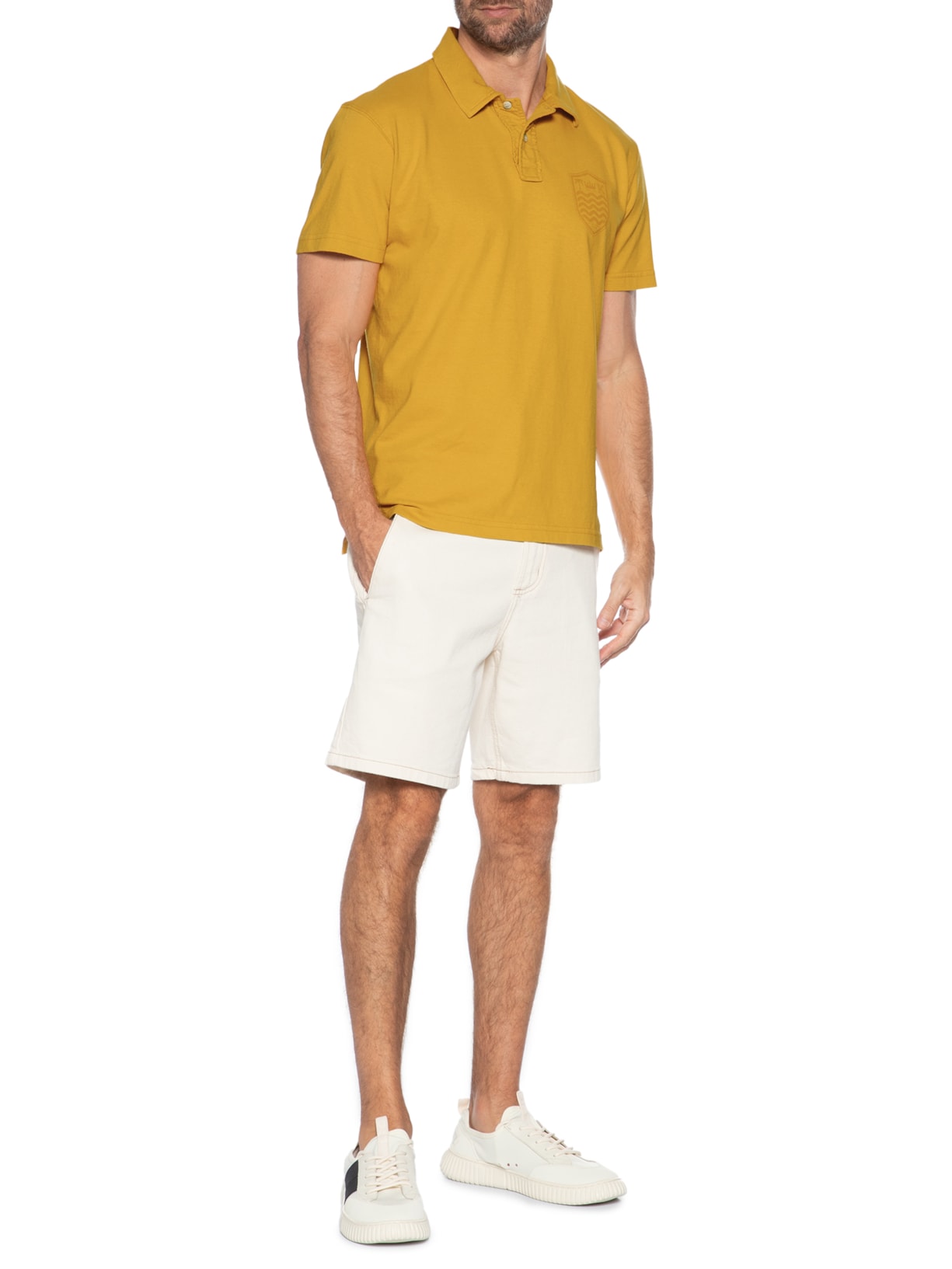 Polo Masculina Manga Curta Stone Colors Amarelo Osklen