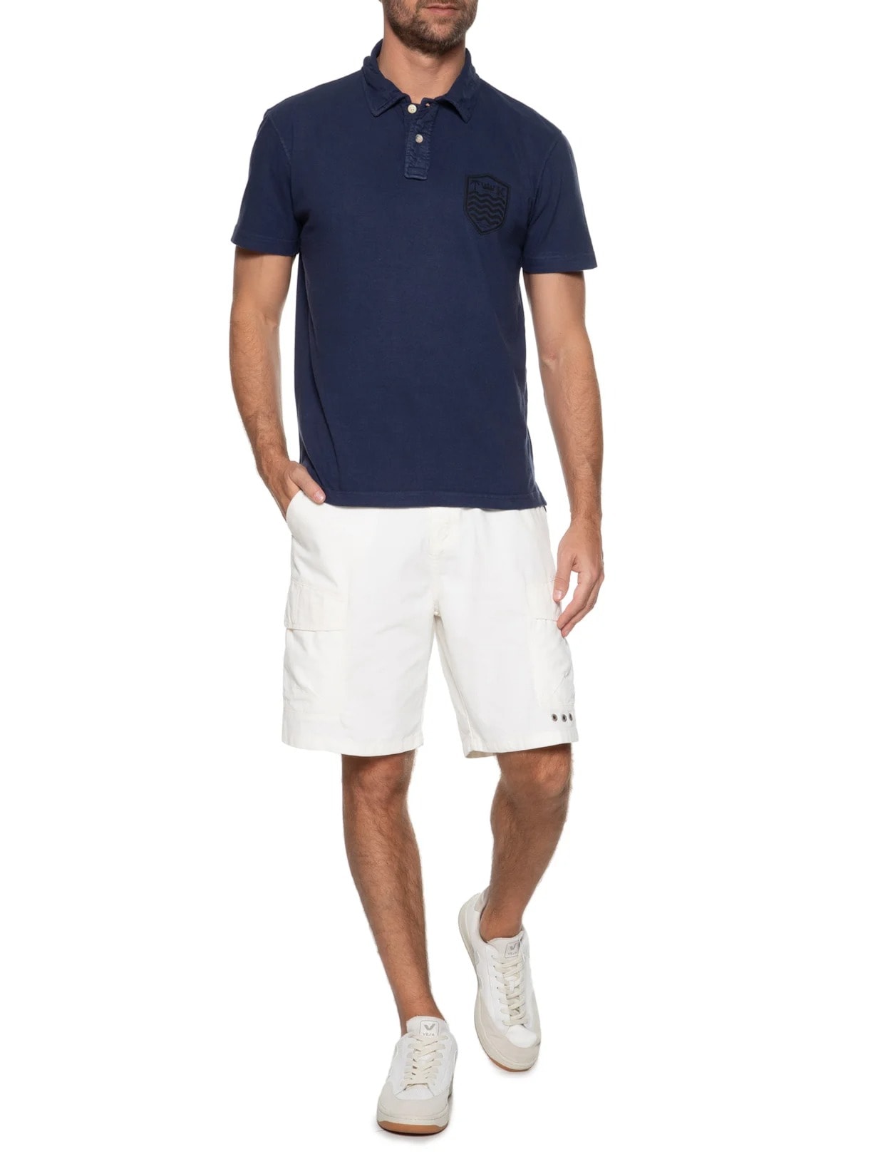 Pólo Masculina Manga Curta Stone Colors Azul Osklen