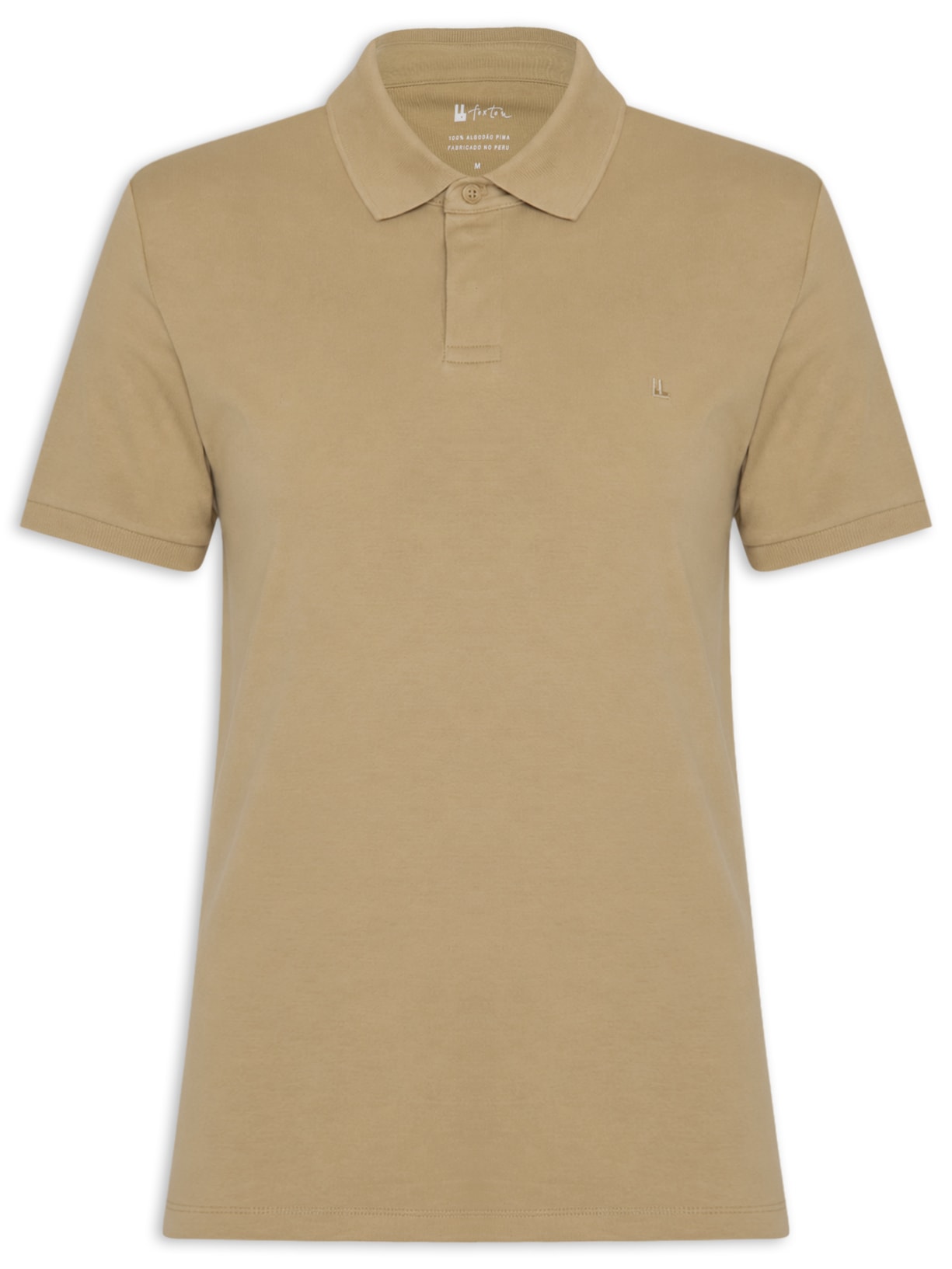 Polo Masculina Manga Curta Suedine Pima Bege Foxton