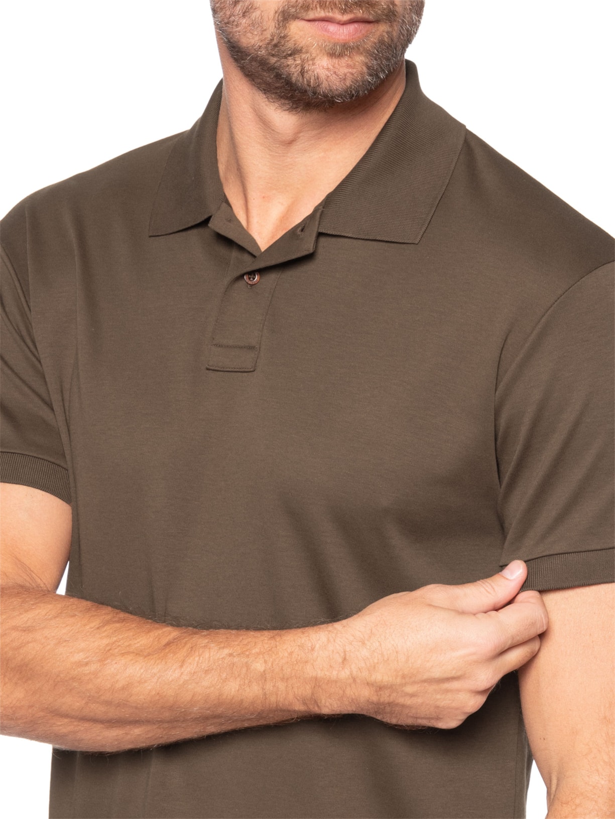 Polo Masculina Manga Curta Supersoft Marrom Osklen