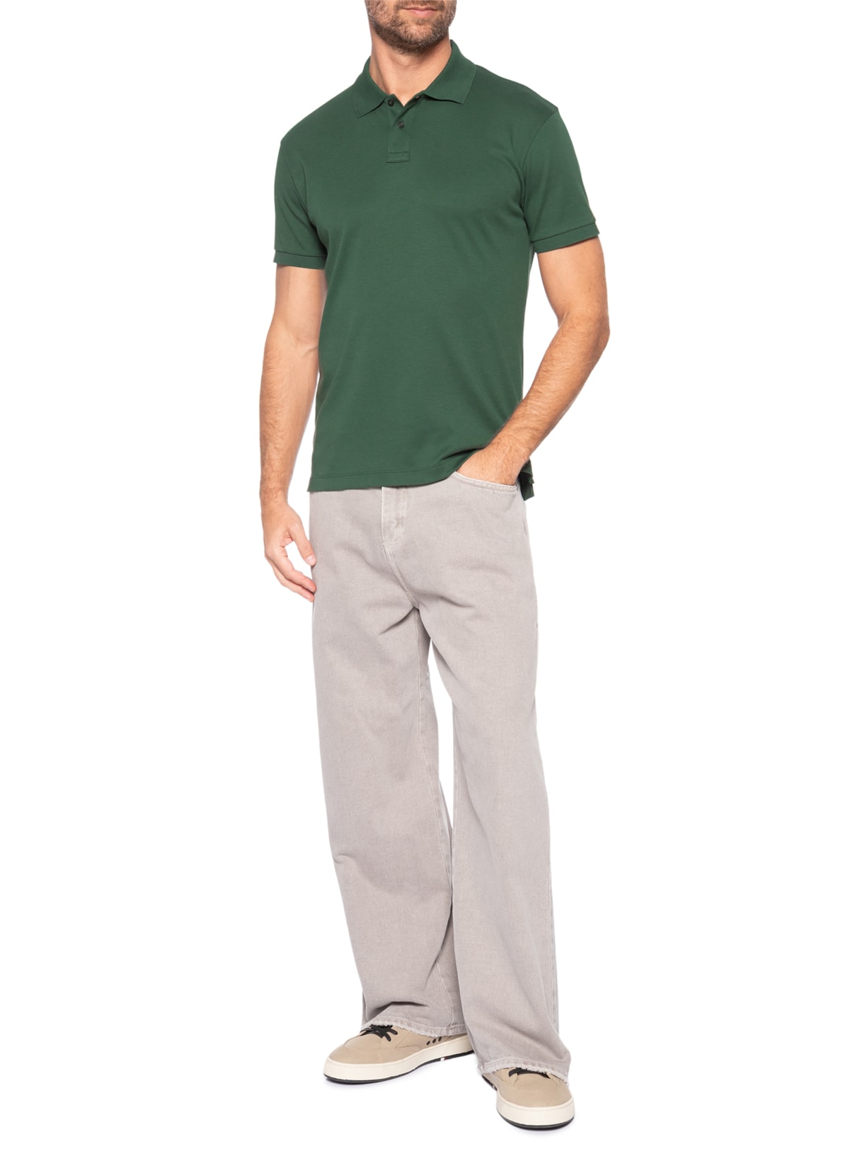 Polo Masculina Manga Curta Supersoft Verde Osklen