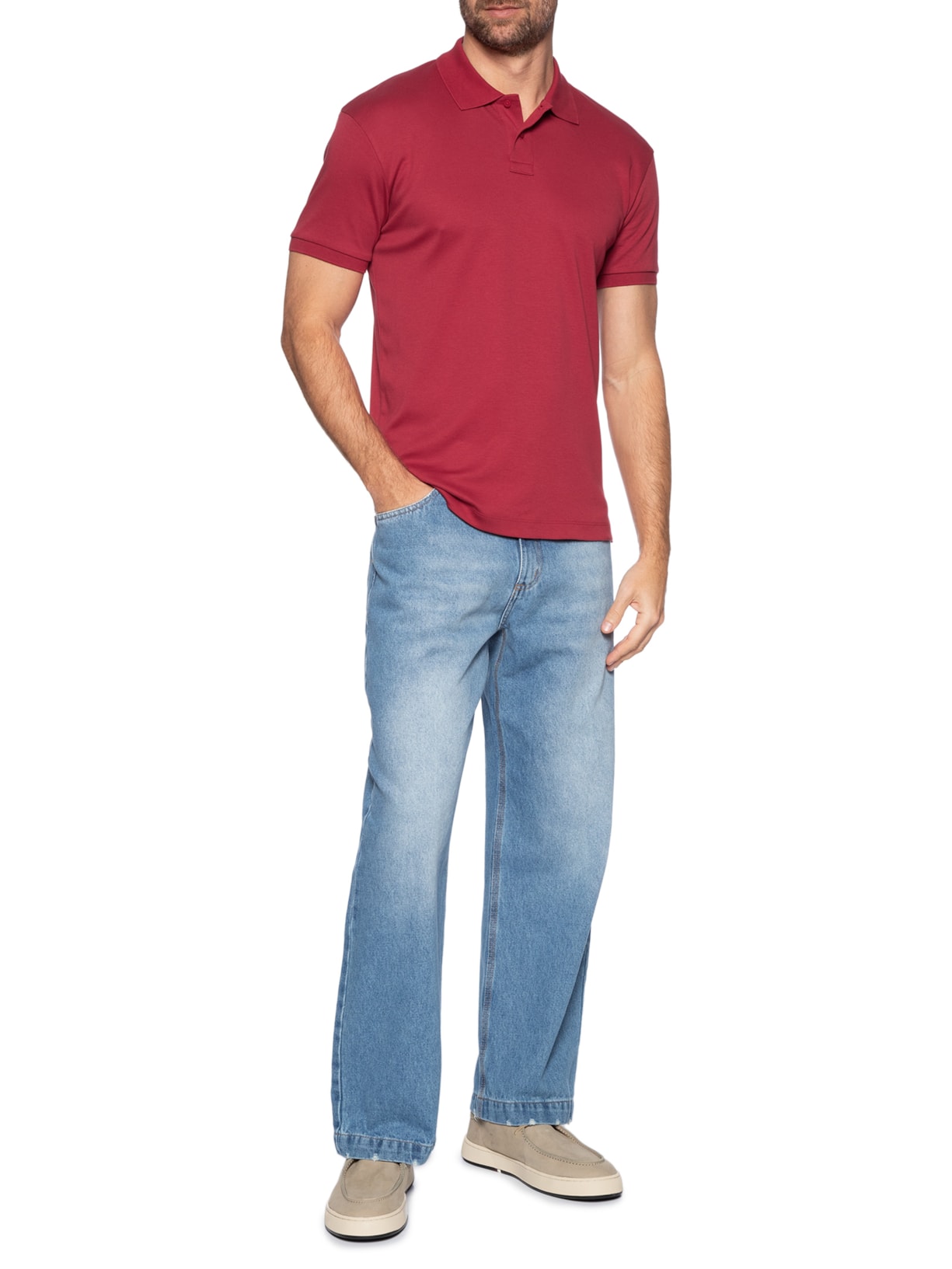Polo Masculina Manga Curta Supersoft Vermelho Osklen
