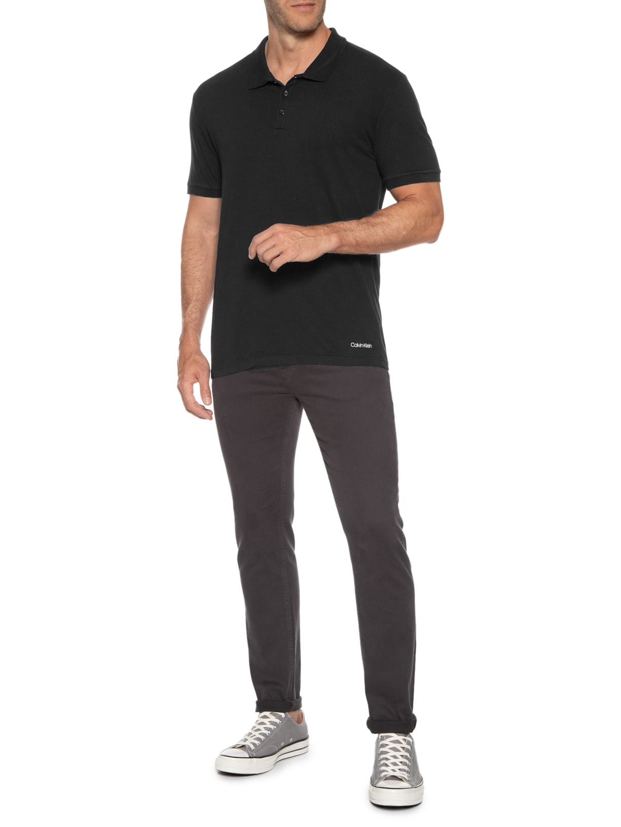 Polo Masculina Manga Curta Swimwear Preto Calvin Klein Jeans