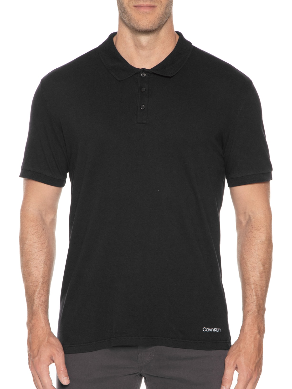 Polo Masculina Manga Curta Swimwear Preto Calvin Klein Jeans