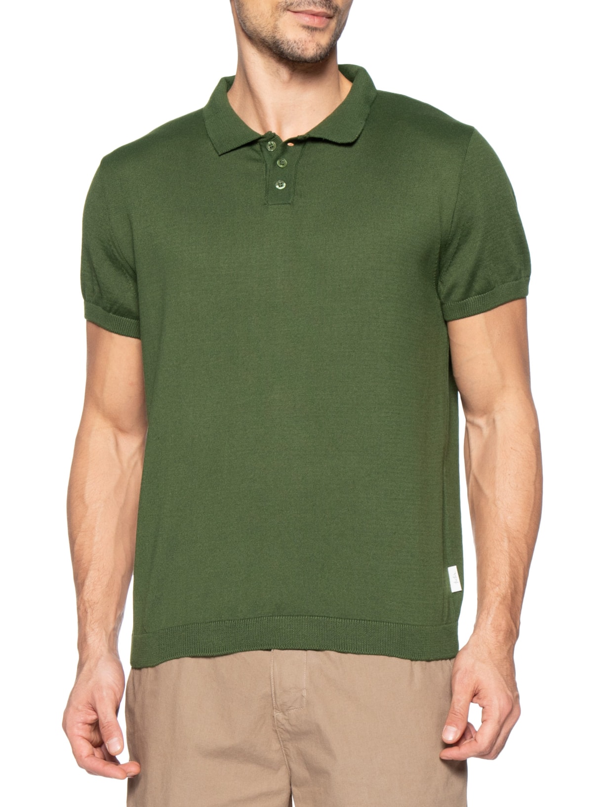 Polo Masculina Manga Curta Tricot Basic Verde Foxton