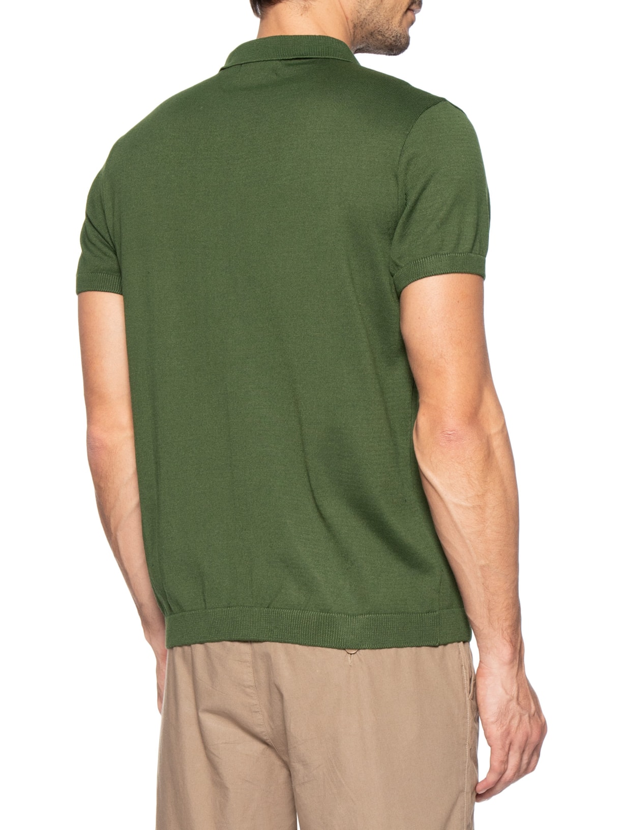 Polo Masculina Manga Curta Tricot Basic Verde Foxton