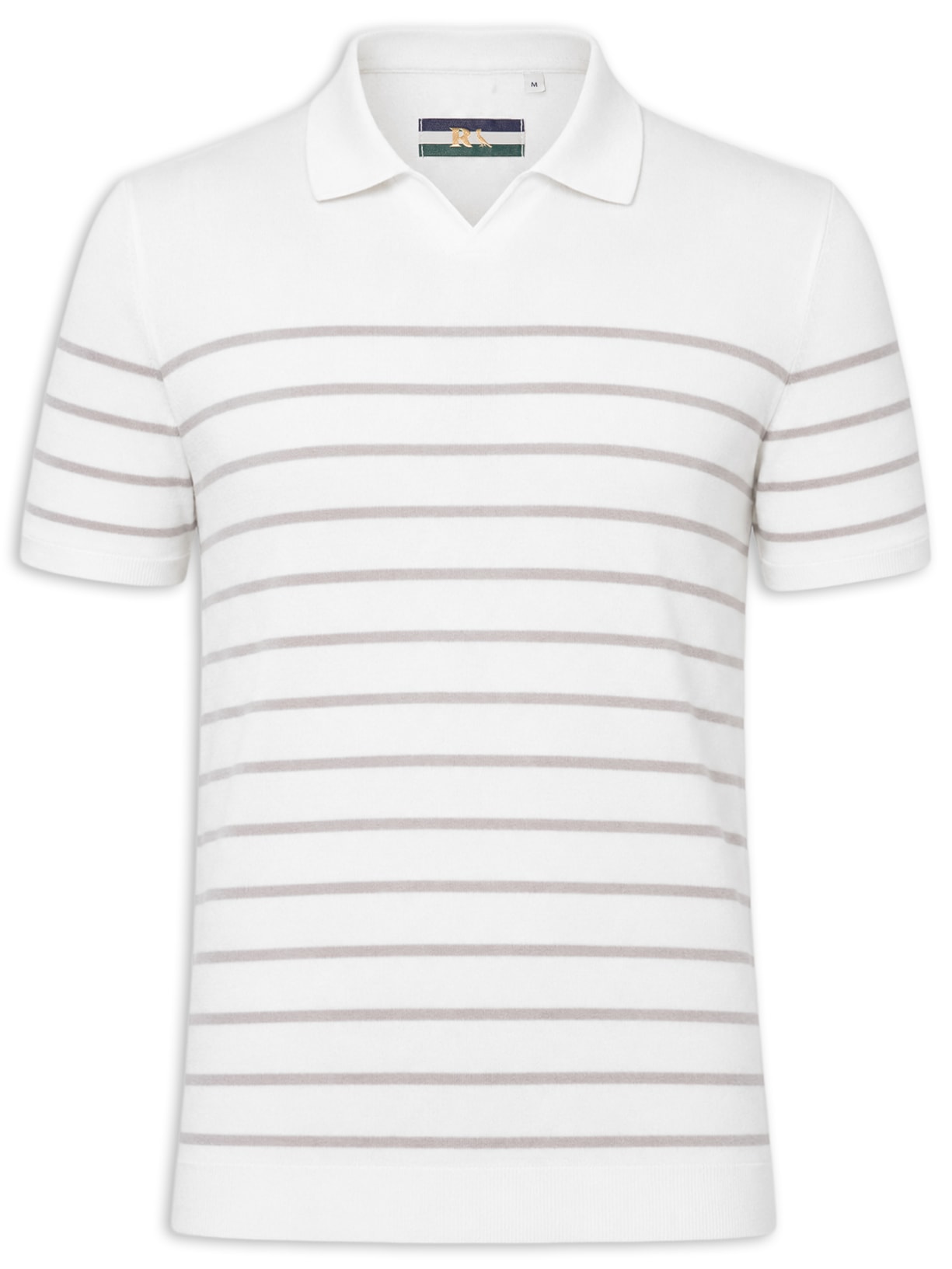 Polo Masculina Manga Curta Tricot Navy Branco Reserva