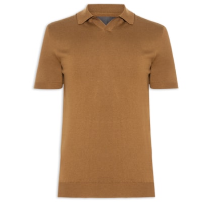 Polo Masculina Manga Curta Tricot Tencel - Marrom