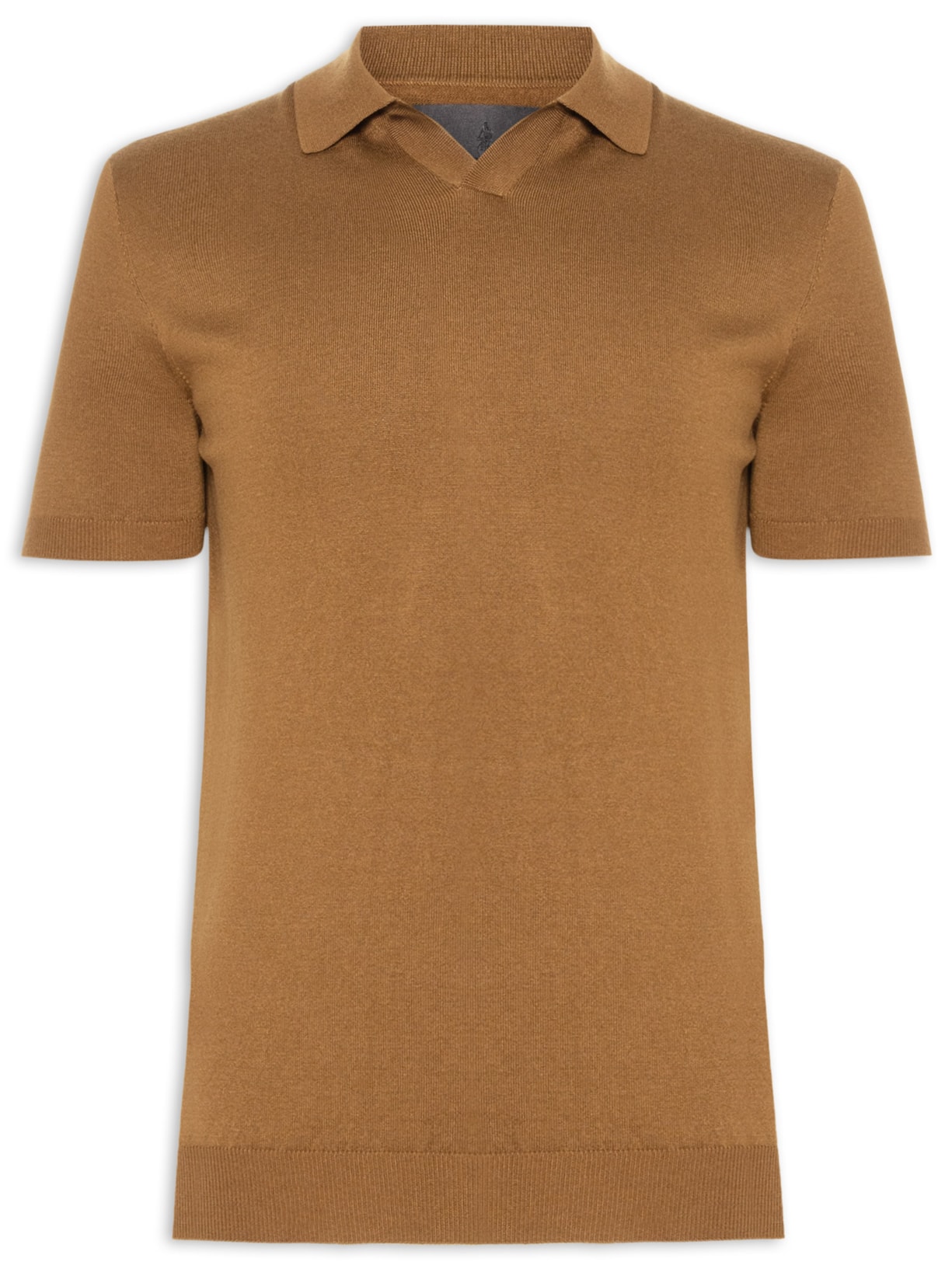 Polo Masculina Manga Curta Tricot Tencel - Marrom