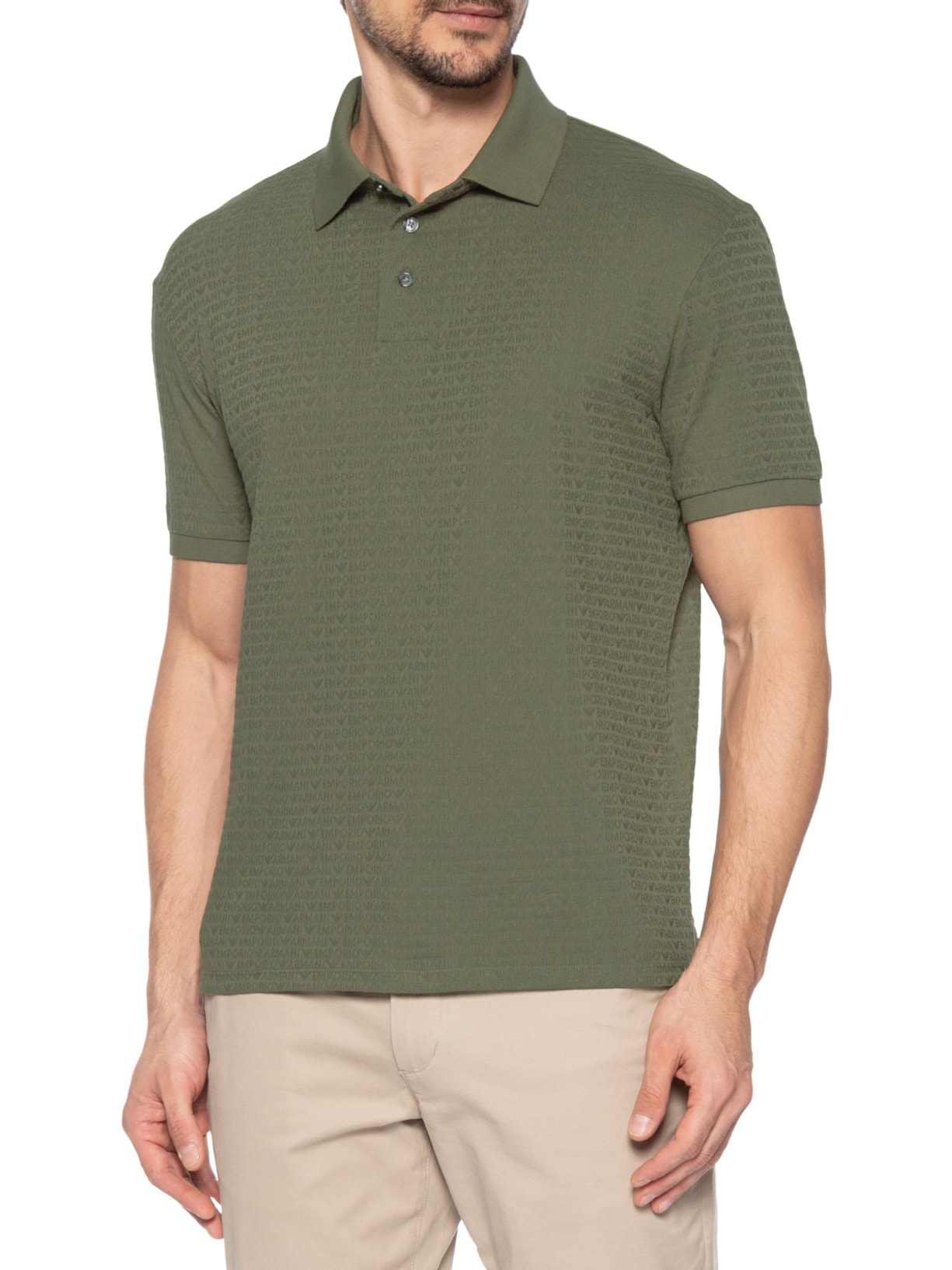 Polo Masculina Manga Curta Verde Emporio Armani