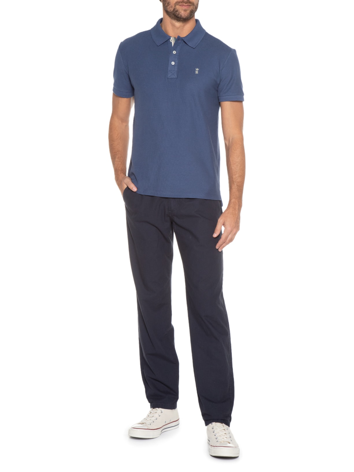 Polo Masculina Manga Curta Vista Gorgurão Azul Sergio K