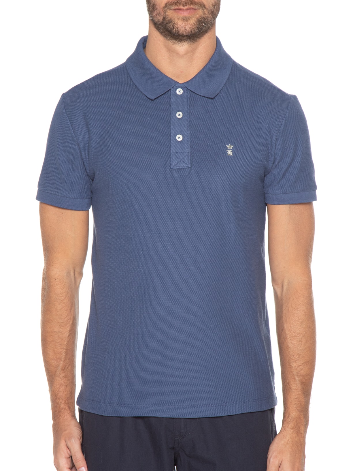 Polo Masculina Manga Curta Vista Gorgurão Azul Sergio K