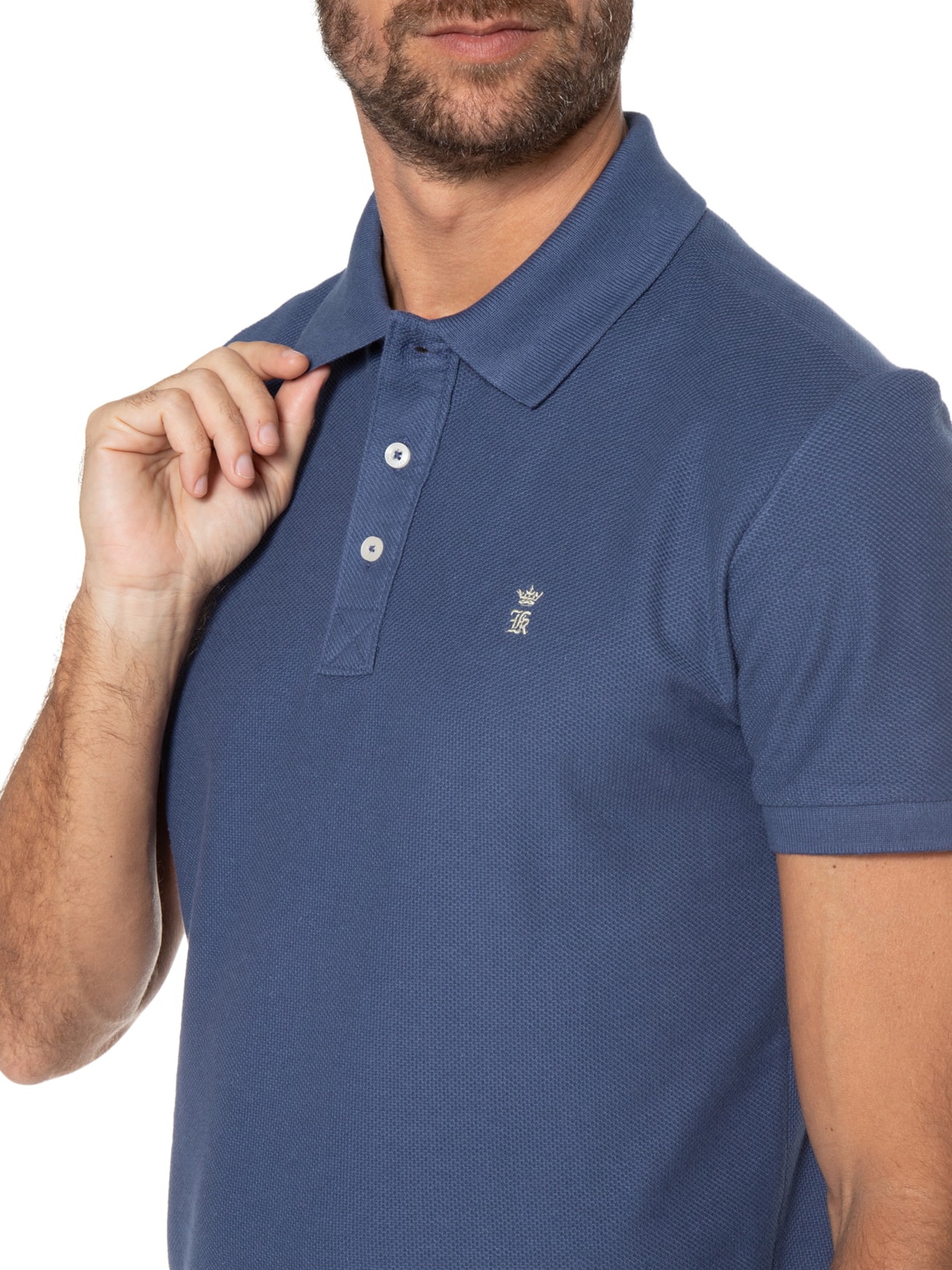 Polo Masculina Manga Curta Vista Gorgurão Azul Sergio K