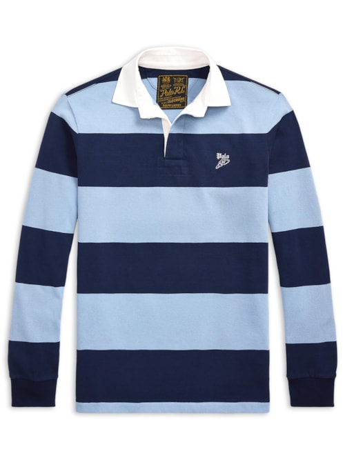 Polo Masculina Manga Longa Authentic Rugby - Azul