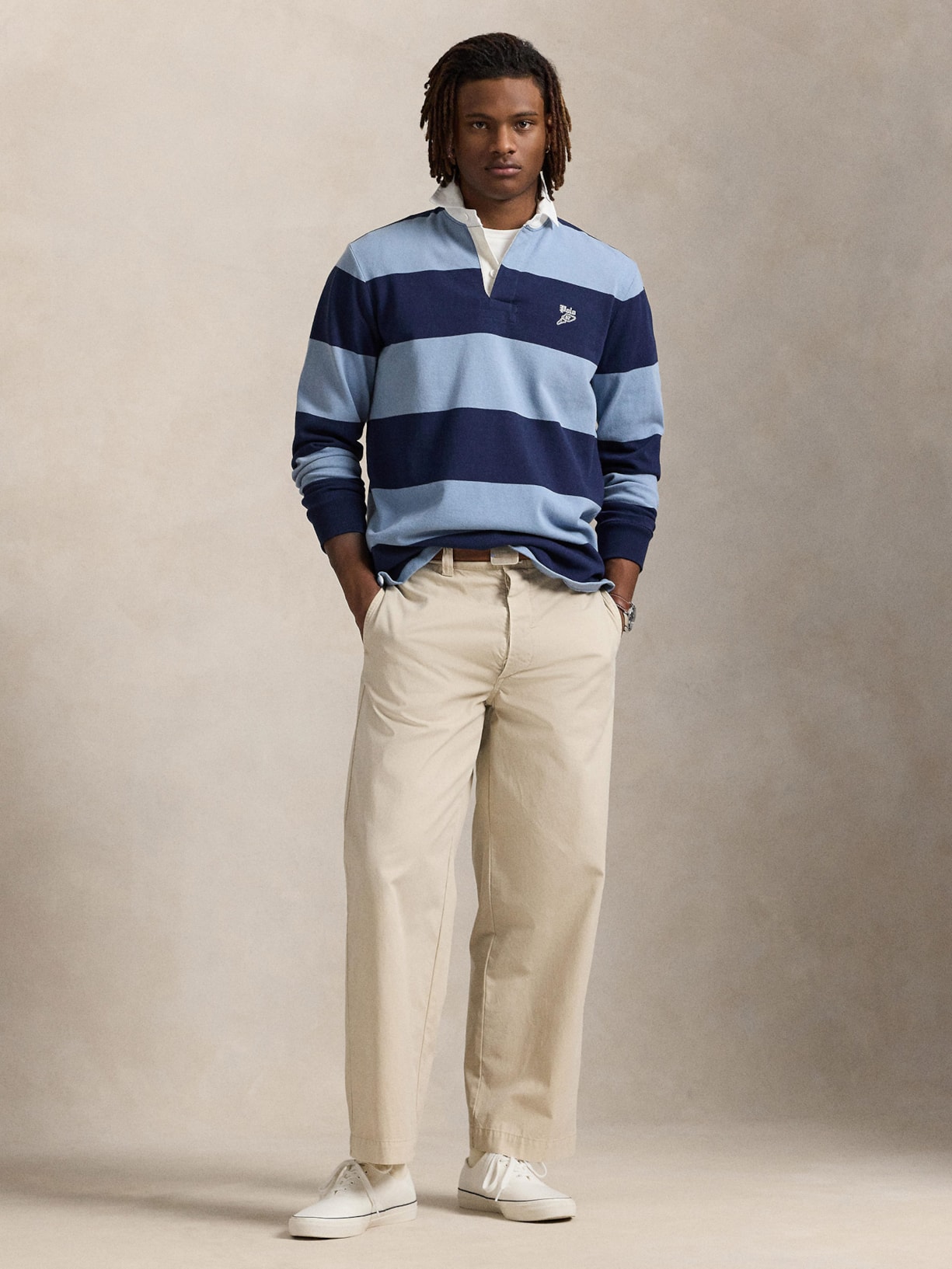 Polo Masculina Manga Longa Authentic Rugby Azul Polo Ralph Lauren