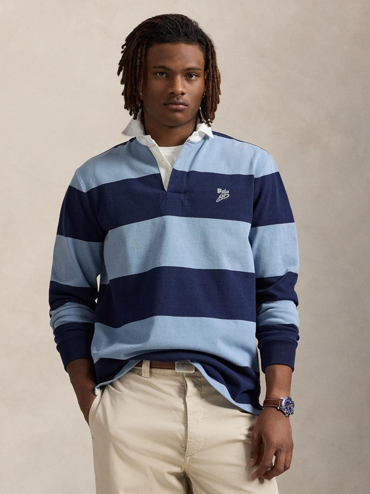 Polo Masculina Manga Longa Authentic Rugby Azul Polo Ralph Lauren