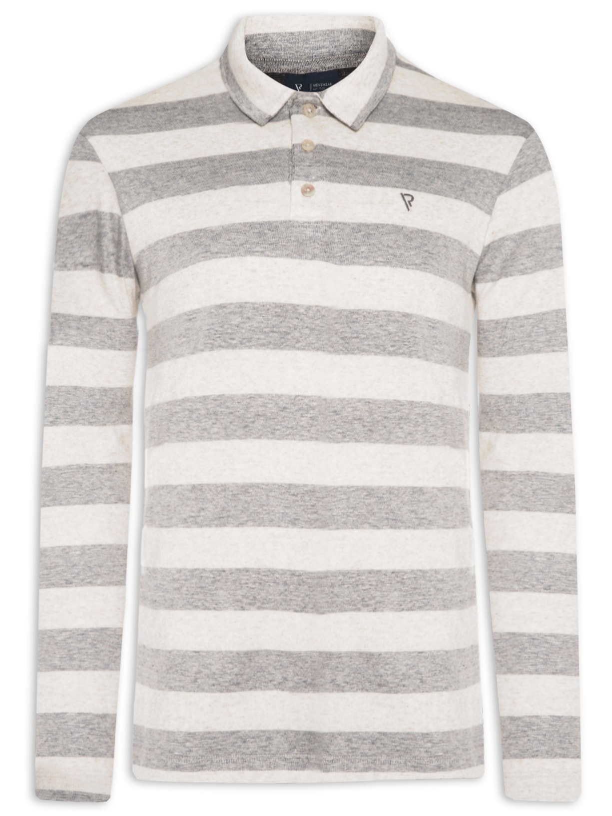 Polo Masculina Manga Longa Breeze Stripe - Cinza