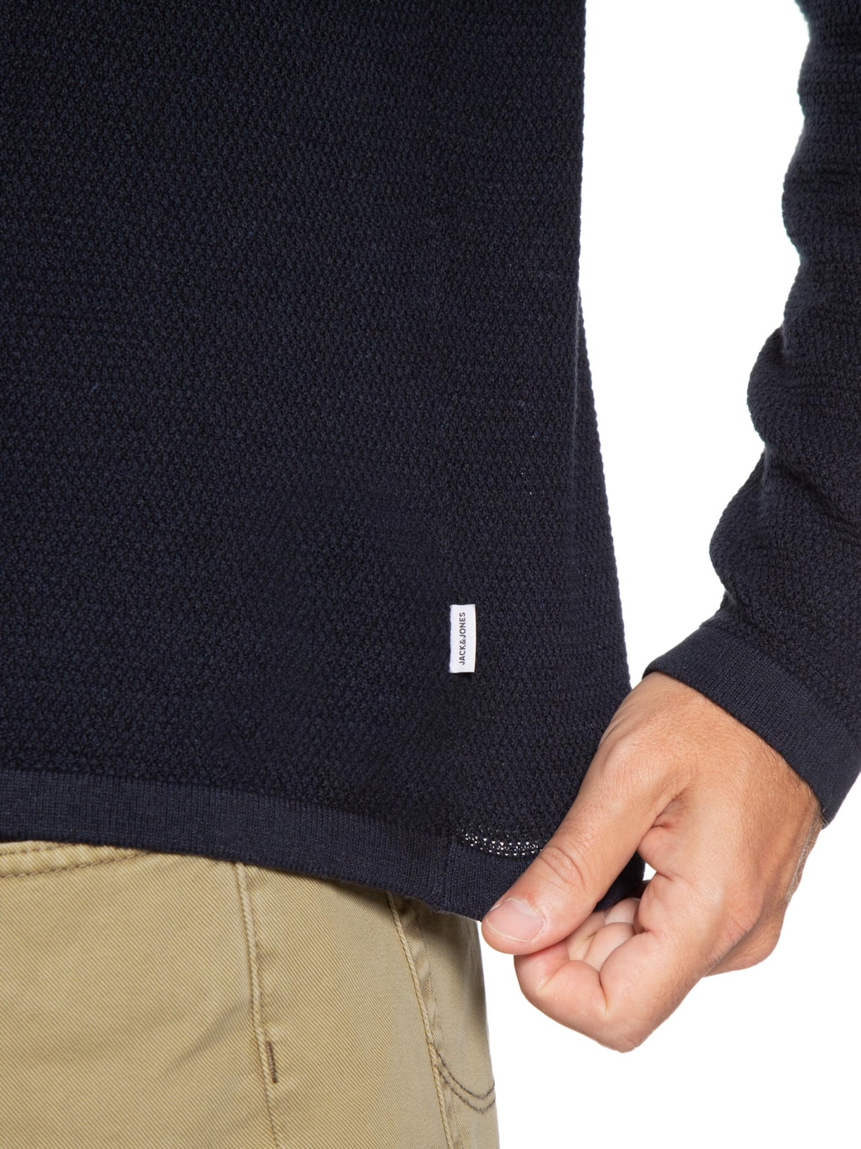Polo Masculina Manga Longa Em Tricot Azul Jack & Jones