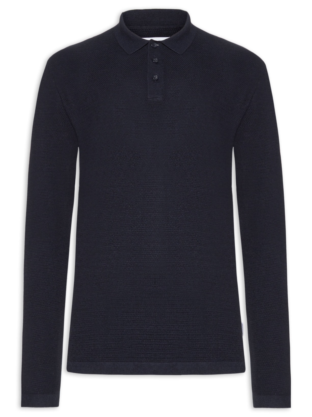 Polo Masculina Manga Longa Em Tricot Azul Jack & Jones