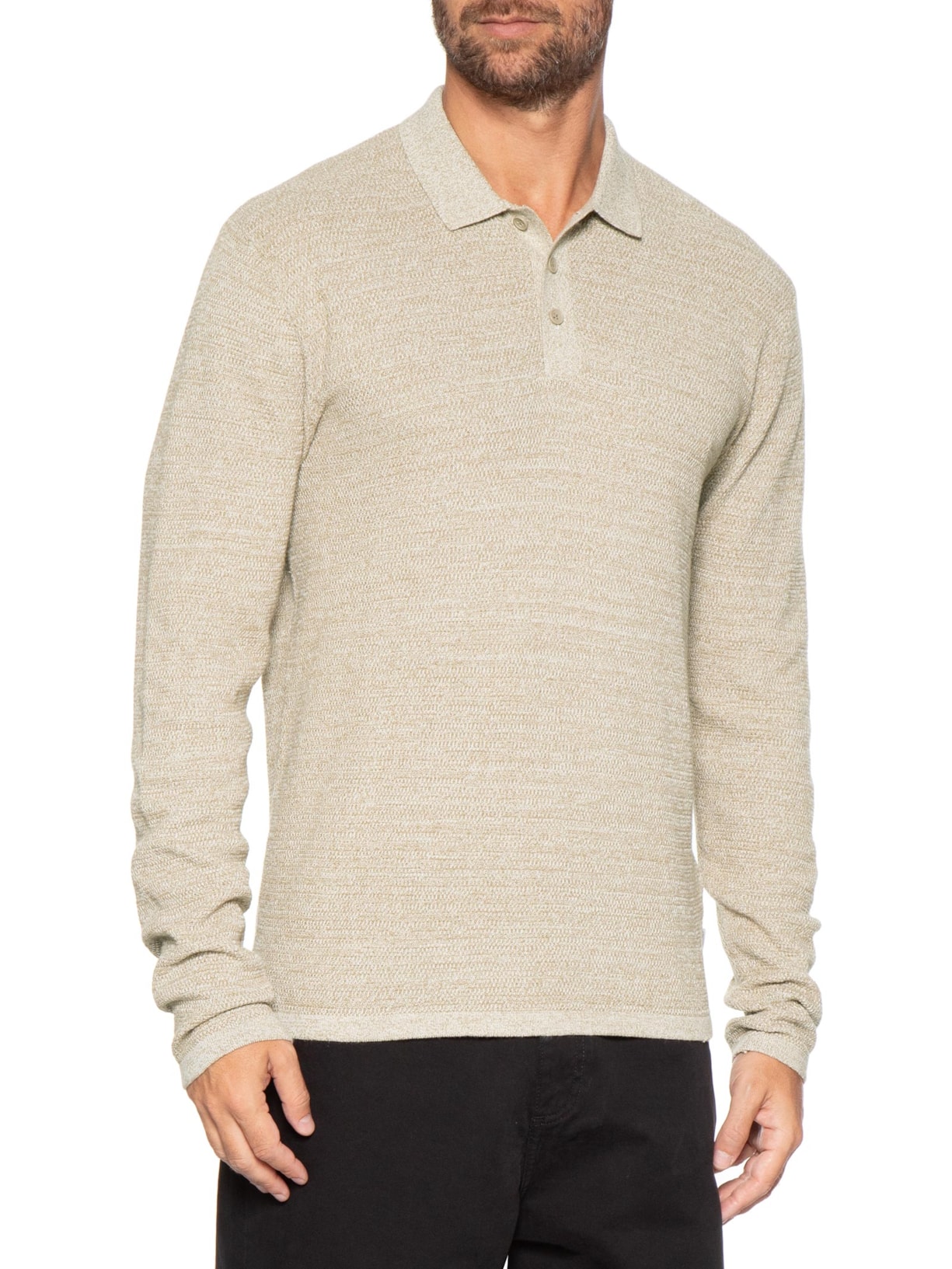 Polo Masculina Manga Longa Em Tricot Bege Jack & Jones