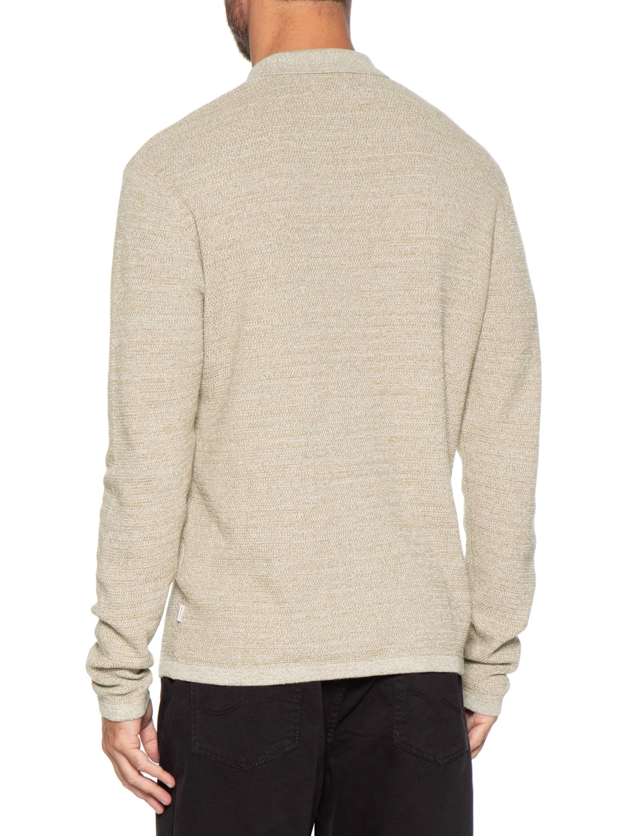 Polo Masculina Manga Longa Em Tricot Bege Jack & Jones