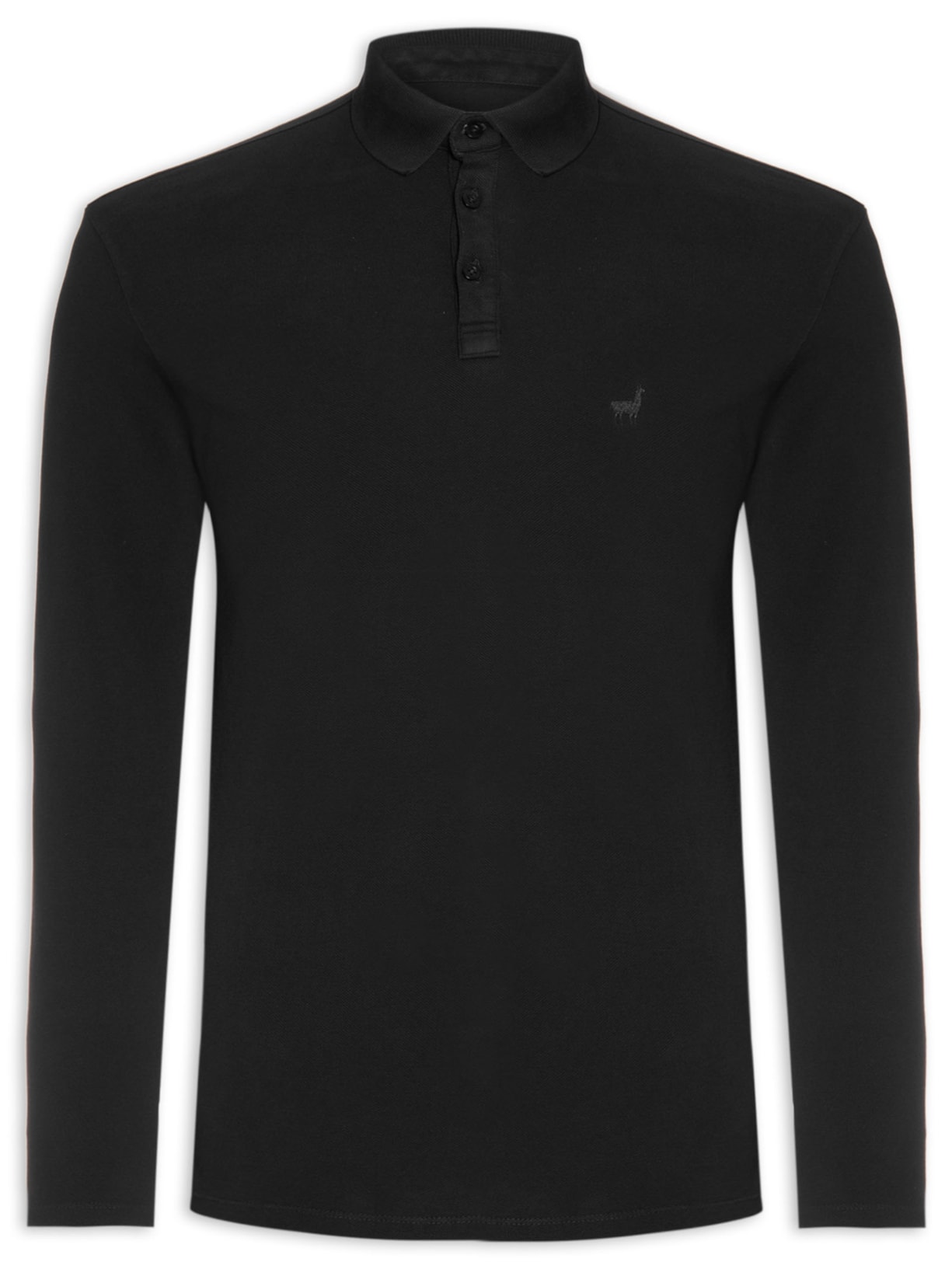 Polo Masculina Manga Longa Lhama - Preto