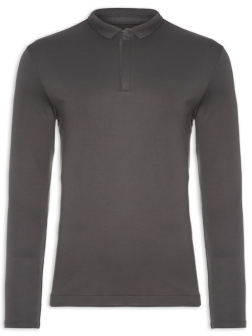 Polo Masculina Manga Longa Mpro - Cinza