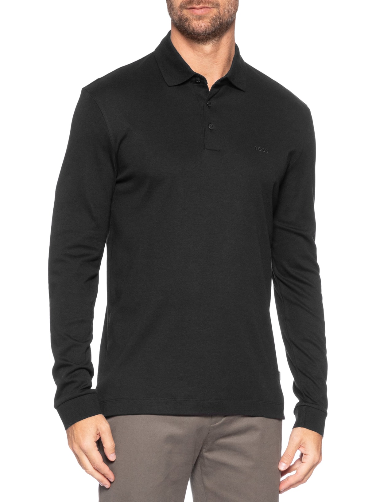 Polo Masculina Manga Longa Pado 30 Preto Boss