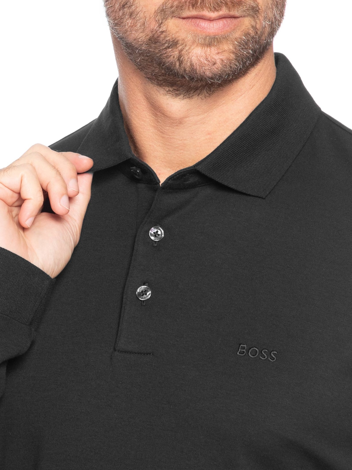 Polo Masculina Manga Longa Pado 30 Preto Boss