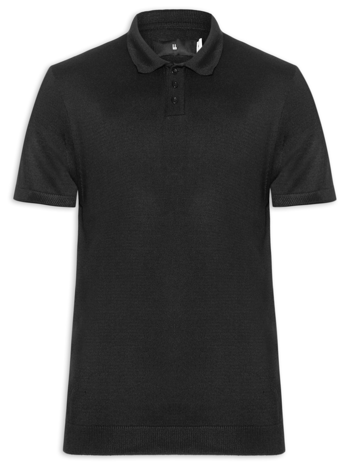 Polo Masculina Manga Longa Tricot Basic - Preto