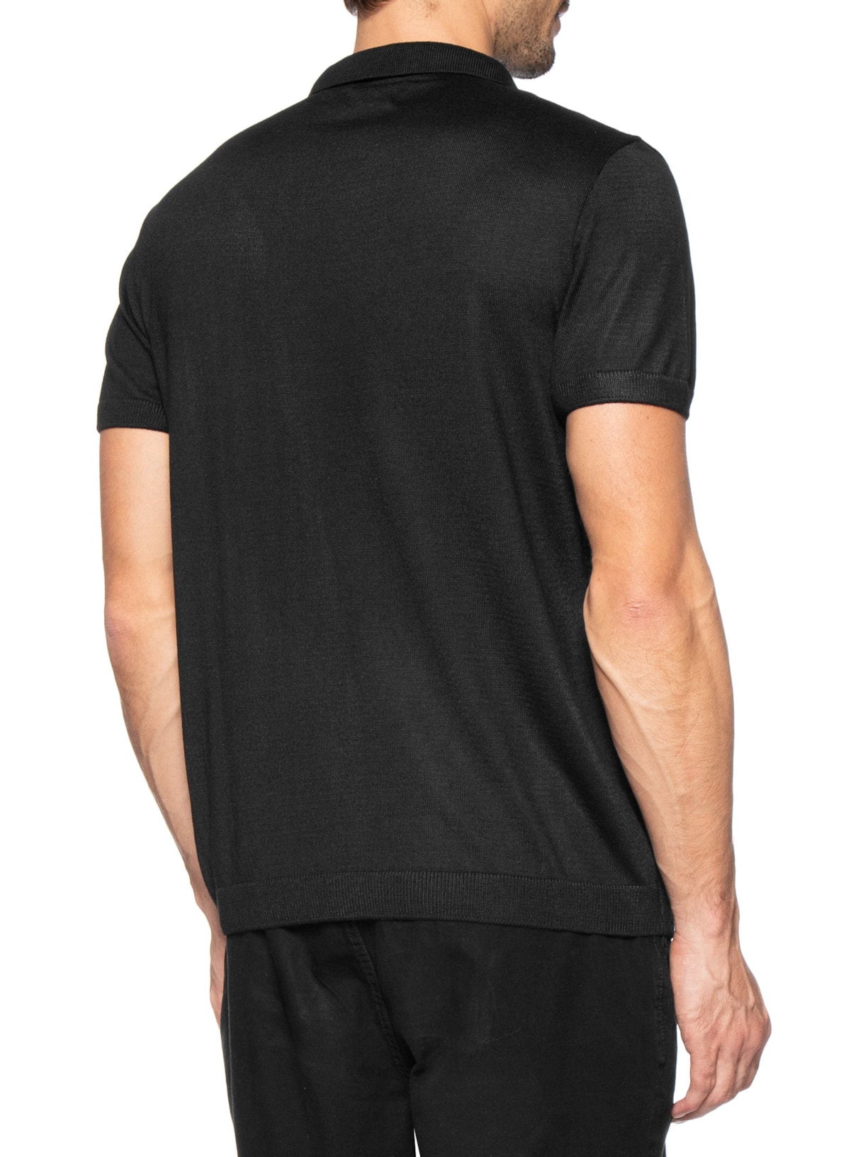 Polo Masculina Manga Longa Tricot Basic Preto Foxton