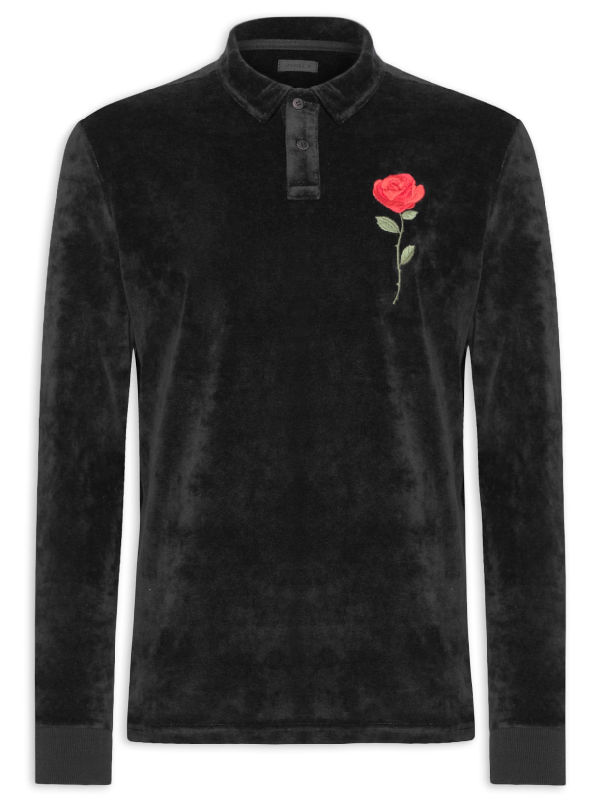 Polo Masculina Manga Longa Velvet Rose - Preto