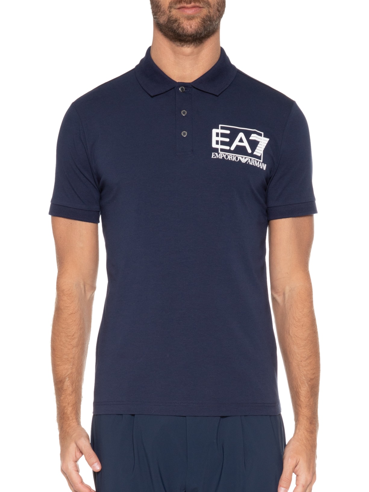 Polo Masculina Mangas Curtas Azul Ea7 Emporio Armani