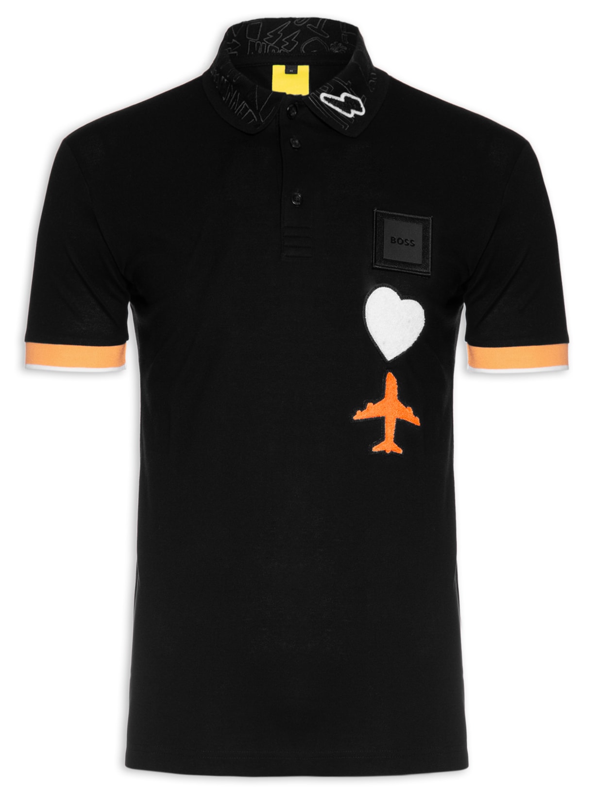 Polo Masculina Mangas Curtas Paddy Lotus - Preto