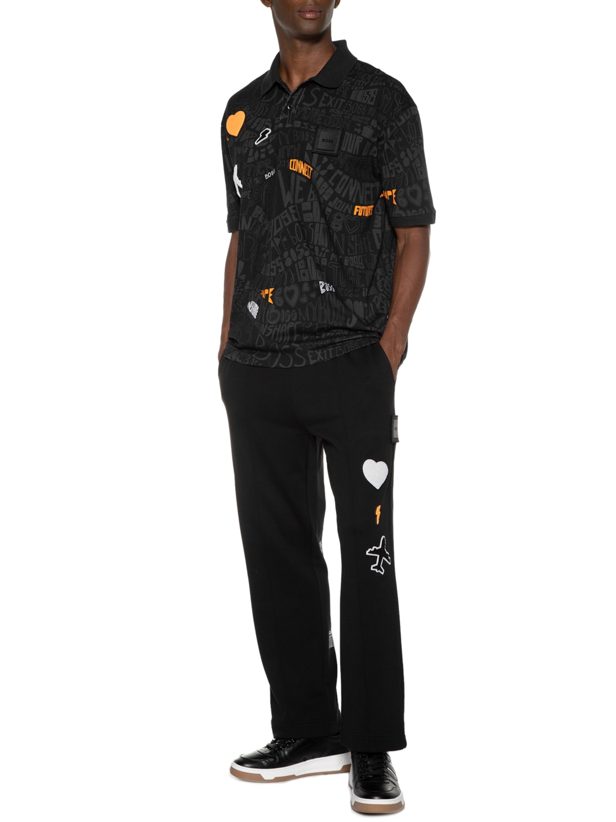 Polo Masculina Mangas Curtas Pirax Lotus Preto Boss
